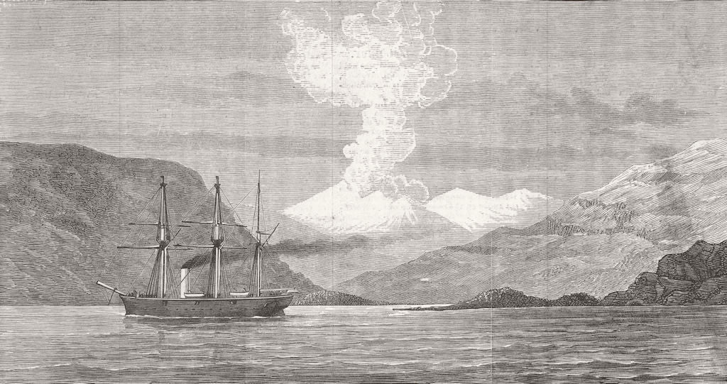 CHILE. Magellan Strait. Volcano, Smyth Channel  1879 old antique print picture